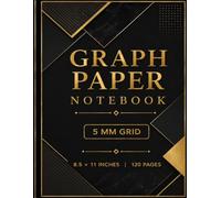 Graph Paper Notebook: Black & Gold Geometric Design: 5 mm Grid | 8.5 × 11 Inches | 120 Pages | Quad Ruled Notebook for Math, Engineering, Architecture, Drafting, STEM, and School