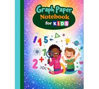 Graph Paper Notebook for Kids: 1/2 Inch Squares, Math and Science Grid Paper for Elementary School and Homeschool Students | 100 Pages 50 Sheets | Teal STEM Numbers + Science Kids Duo