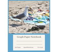 Graph Paper Notebook - Quad Ruled 4x4, 7.5 x 9.25 size, 120 pages - Maine Seagull Cover Photo - Handy for Artists, Students, and Designers