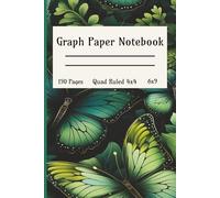 Graph Paper Notebook - Quad Ruled 4x4, 7.5 x 9.25 size, 150 pages - Asian Inspired Green & Black Floral and Butterflies Cover Art - For Artists, ... Garment Pattern Drafting, Quilt Block Design
