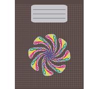 Graph Paper Notebook Quad Ruled with Page Numbers and 1/4” Grid: Multicolor Abstract Pinwheel on Black Background Cover Illustration