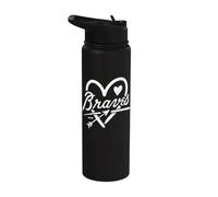 Graphic Heart Braves Apparel for Men Women Kid Boy Girl Stainless Steel Insulated Water Bottle