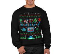 Graphic Impact Inspirado Animación Fea de Navidad Galaxia Jumper Suéter Feo Festivo Suéter de Navidad Top, Negro, XL