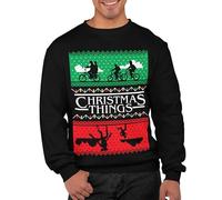 Graphic Impact Inspired Christmas Things Ugly Christmas Jumper - Sudadera de Navidad unisex para adultos, Negro, XXL