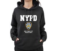 Graphic Impact Sudadera con capucha inspirada en NYPD New Yorker Police, Negro, S