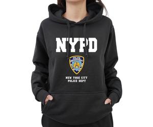 Graphic Impact Sudadera con capucha inspirada en NYPD New Yorker Police, Negro, S