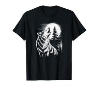 Graphic Wolf Howling Moon Forest Nature Wildlife Animal Camiseta