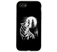 Graphic Wolf Howling Moon Forest Nature Wildlife Animal Carcasa para iPhone SE (2020) / 7/8