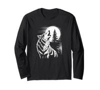 Graphic Wolf Howling Moon Forest Nature Wildlife Animal Manga Larga
