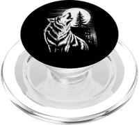 Graphic Wolf Howling Moon Forest Nature Wildlife Animal PopSockets PopGrip para MagSafe