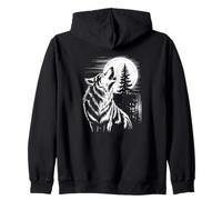 Graphic Wolf Howling Moon Forest Nature Wildlife Animal Sudadera con Capucha