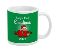 GRAPHICS & MORE Baby's First Christmas 2024 Taza de café de cerámica, tazas de regalo novedosas para café, té y bebidas calientes, 325 ml, color blanco