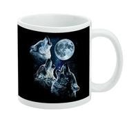 GRAPHICS & MORE Howling at the Moon Wolf Pack Taza de café de cerámica, tazas de regalo novedosas para café, té y bebidas calientes, 11 onzas, color blanco