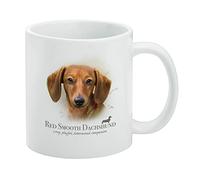 GRAPHICS & MORE Red Smooth - Taza blanca con diseño de perro salchicha