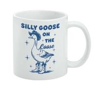GRAPHICS & MORE Silly Goose on the Loose - Taza de café de cerámica, tazas de regalo novedosas para café, té y bebidas calientes, 11 onzas, color blanco