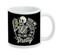 GRAPHICS & MORE Skeleton Tell Me I'm Pretty Taza de café de cerámica, tazas de regalo novedosas para café, té y bebidas calientes, 325 ml, color blanco
