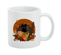 GRAPHICS & MORE Taza blanca con diseño de gato negro escondido en cornucopia con calabazas