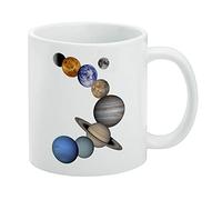 GRAPHICS & MORE Taza blanca con diseño de planetas del sistema solar, Mercurio, Venus, Marte, Tierra, Luna, Júpiter, Saturno, Urano, Neptuno, color blanco