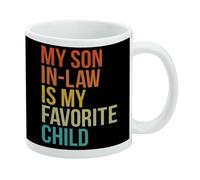 GRAPHICS & MORE Taza de café de cerámica My Son In Law is Favorite Child, tazas de regalo novedosas para café, té y bebidas calientes, 11 onzas, color blanco