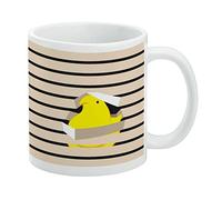 GRAPHICS & MORE The Peeping Yellow Peep in Window con persianas, taza blanca