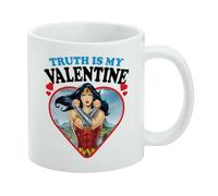 GRAPHICS & MORE Wonder Woman Truth is my Valentine Taza de café de cerámica, tazas de regalo novedosas para café, té y bebidas calientes, 11 onzas, color blanco