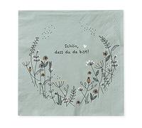Graphics Werkstatt Servilletas con mensaje, 20 unidades, 12,5 x 12,5 cm, color verde, corona de flores