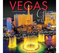 Graphique Calendario de pared 2024 Vegas Glitz | 12 x 12 pulgadas | Papel grueso | Organizador para el hogar y la oficina | Cuadrícula mensual grande | 3 idiomas y días festivos marcados | Página de