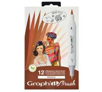 GRAPH'IT Brush Marker Set de 12 rotuladores de alcohol de doble punta para dibujo de manga e ilustración, punta extra fina y pincel - Set People