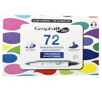 GRAPH'IT GO - Set di 72 Pennarelli Acrilici a Doppia Punta - Pronti all’Uso - Punta Pennello Flessibile e Punta Conica - Inchiostro a Base d’Acqua - Per Carta, Legno, Vetro, Metallo e Tessuto