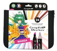Graph'it - Lote de 24 marcadores de doble punta (con alcohol), color colores manga