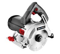 GRAPHITE Separador de gres porcelánico y piedra 1400 W, 125 mm; corte en húmedo y seco; juego de conexión de agua; ajuste de ángulo 0-45%; ajuste de profundidad de corte; hoja de 125 mm x 22,2 mm