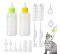 Graplan 2 Set Kit de Biberón de Mascotas, Botella de Alimentación para Mascotas,Silicona con Mini Pezones, Biberón para Recién Nacidos,para Gatos Pequeños y Perros（60ml,Amarillo y Verde）