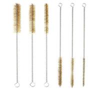 Graplan 6 cepillos de limpieza de tubos de latón, juego de cepillos de alambre de latón, 8/10/12/15/18/20 mm, cepillo cilíndrico de latón, cepillo de limpieza de tuberías para tubo de cilindro