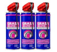 Grasa Blanca de Litio en Spray 400 ml, Lubricante Multiusos con Cánula de Precisión, Alta Adherencia y Protección Anticorrosión para Bisagras, Rodamientos, Engranajes y Guías, Pack de 3 Unidades