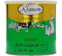 Grasa de mantequilla pura Ghee Khanum 2 kg - Grasa de mantequilla de primera calidad para asar, cocinar y hornear | Perfecta para freír, punto de humo alto, sin aditivos con etiqueta de Khôl
