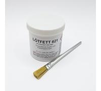 Grasa de soldadura suave para superficies de cobre, aleaciones de cobre y zinc (100 g incluye pincel + 1000 g Sn99,9)