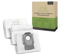 GRASHÜPFER® Pack de 3 bolsas para aspiradoras reutilizables con cremallera para las X40, X30, L40, L20, L10 - La alternativa sostenible y económica en calidad original (Roborock Qrevo/Saros)