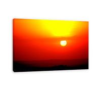 GRASKY Cuadro atardecer impresión en lienzo Poster Fotográfico Paisaje Atardecer cuadros sobre lienzo cuadro paisaje playa Nube Roja Decoracion Marco interior 50X75cm(20x30)