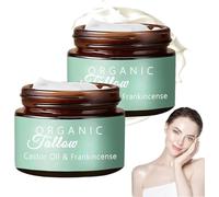 Grass-fed Beef Tallow with Frankincense Oil & Castor oil, Organic Beef Tallow Moisturizer for Skin, Whipped Cream and Manuka Honey Balm for Face, Body (2 piezas)
