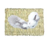 Grass House - Cabaña de cama de conejito hecha a mano, cabaña de paja tejida a mano, jaulas de animales pequeños, alfombrilla de heno para cobayas, loros, conejos, hámster, chinchilla, ardilla