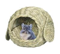 Grass House - Cabaña tejida para animales, cabaña de paja tejida a mano, jaulas de animales pequeños, alfombrilla de heno para cobayas, loros, conejos, hámster, chinchilla, ardilla