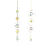 Grasslandy 2 Piezas Atrapasoles Suncatcher 40 Cm,Style Contemporain Luxueux,Fabriqué En Cuivre,Alliage Et Cristal.Durable Et Résistant à l'Eau,Convient Aux Balcons,Bureaux Et Espaces Similaires.
