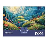 Grassy Hills with Flowears 1000 Stück Stabiler Karton Puzzle Van-Gogh Style Rolling Hills Stressabbau Familienspiel Puzzles Als Geburtstagsgeschenke 70x50cm/1000pcs