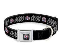 Grateful Dead Collar para mascotas, collar de perro, hebilla de cinturón de seguridad de metal, Grateful Dead Steal Your Face y pernos, color negro y blanco, 11 a 16.5 pulgadas de ancho
