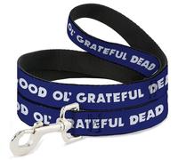 Grateful Dead - Correa para Mascota, Correa para Perro, Texto Good OL Grateful Dead Text and Stars Azul, Blanco y Rojo, 6 pies de Largo y 1.0 Pulgadas de Ancho