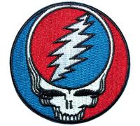 Grateful Dead - Parches Termoadhesivos Steal Your Face Classic de Tela (Talla Única) (Azul, Rojo, Blanco)