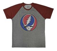 Grateful Dead Steal Your Face Raglan T Shirt, gris, L