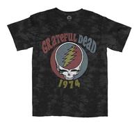 Grateful Dead T Shirt 1974 Band Logo Official Unisex Dip Dye Grey, Camiseta Unisex Adulto, Grey,