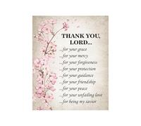 Grateful Heart Floral Poster, Thank You Lord Prayer Print for Christian Home Decor, Spiritual Encouragement Wall Art, Housewarming Gift for Church Friends(Framed,12x18inch(30x45cm))