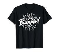 Grateful Thankful Blessed Camiseta gráfica económica, Hombre, Negro, S
